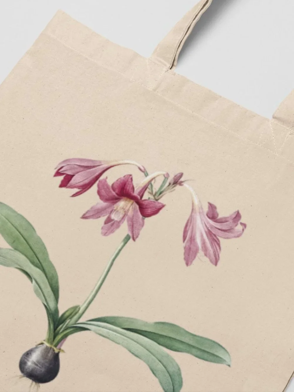Netted-Veined Amaryllis Vintage Floral Print Graphic Canvas Tote Bag